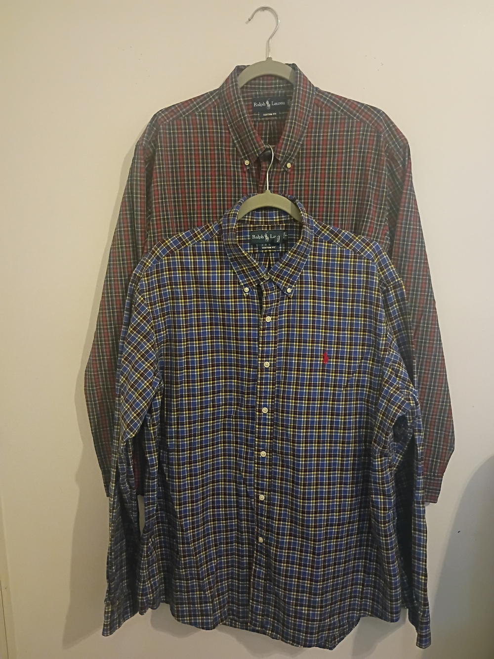 VTG 2 Ralph‎ Lauren Blue and Red Plaid Button-Down Men's Shirts Sz XXL